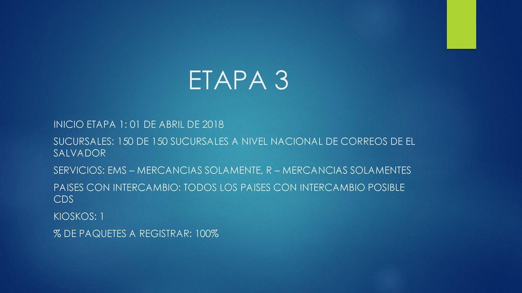 ETAPA 3 INICIO ETAPA 1: 01 DE ABRIL DE 2018