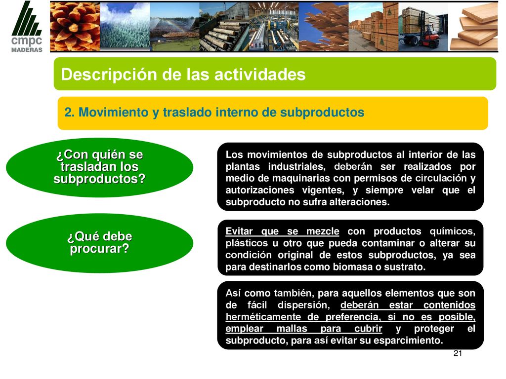¿Con quién se trasladan los subproductos