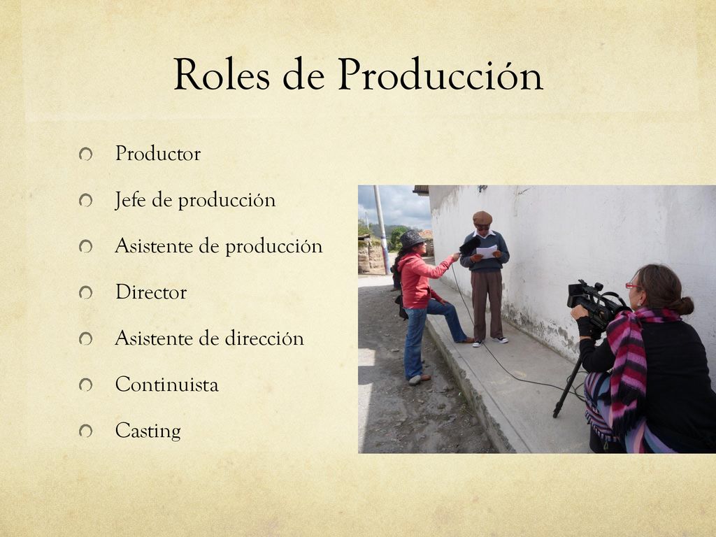 Roles de Producción Productor Jefe de producción