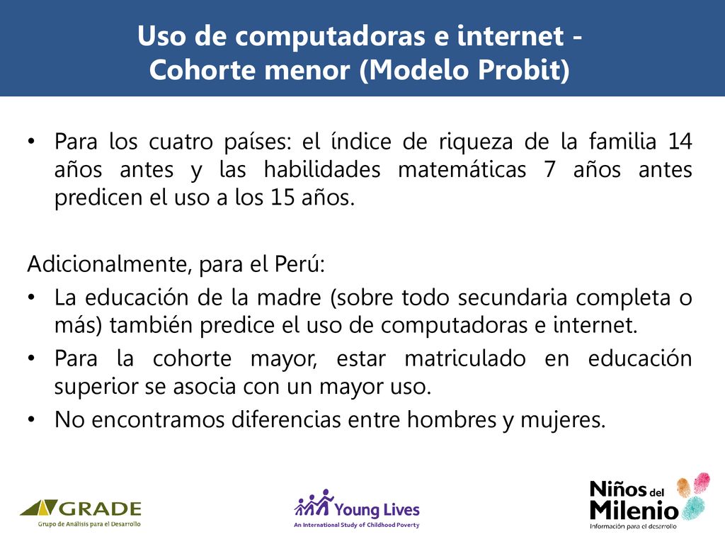 Uso de computadoras e internet - Cohorte menor (Modelo Probit)