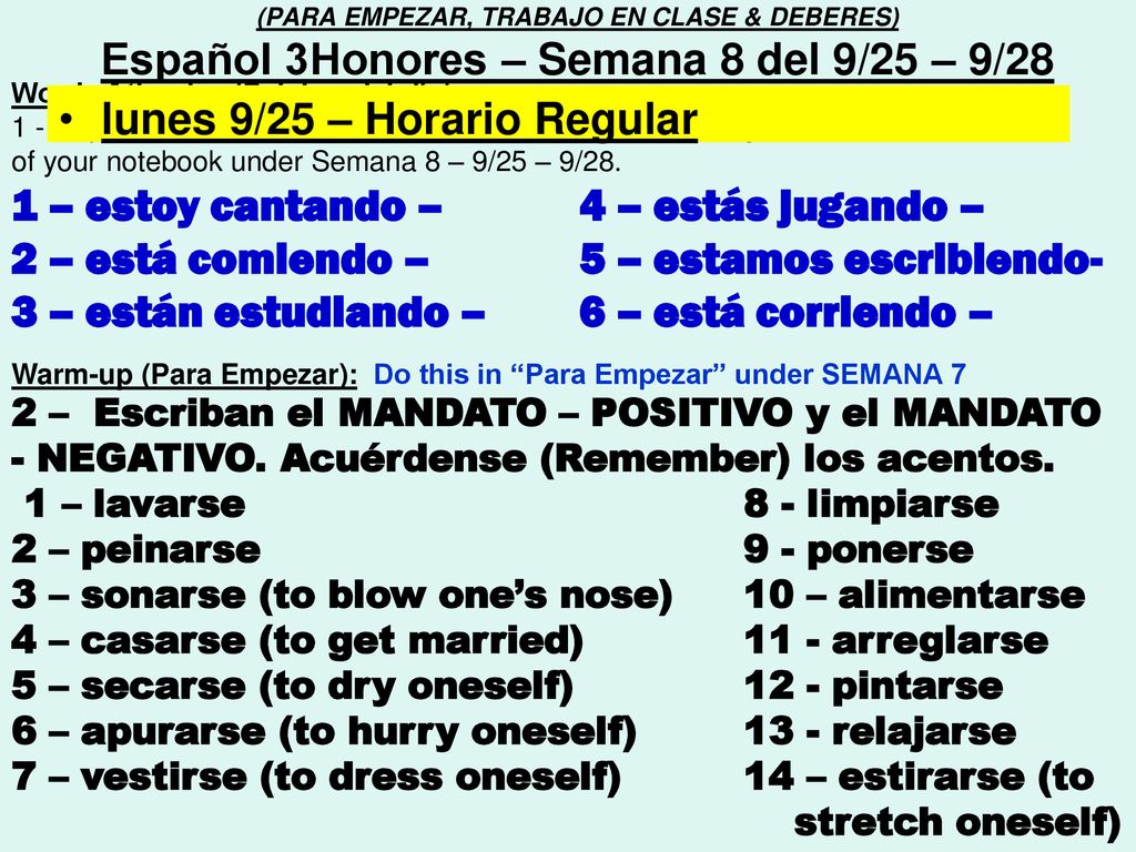 1 – estoy cantando – 4 – estás jugando –