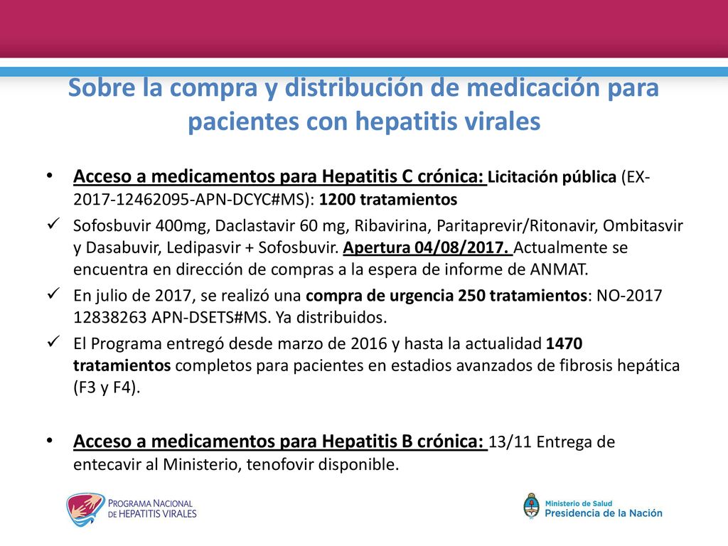 Sobre la compra y distribución de medicación para pacientes con hepatitis virales