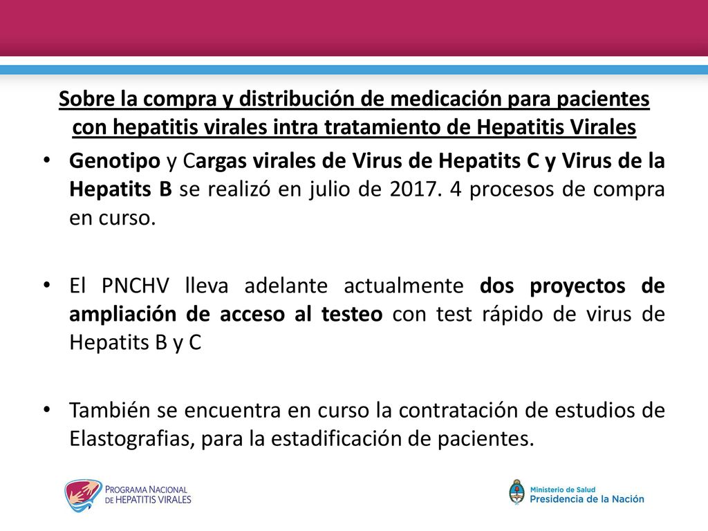 Sobre la compra y distribución de medicación para pacientes con hepatitis virales intra tratamiento de Hepatitis Virales