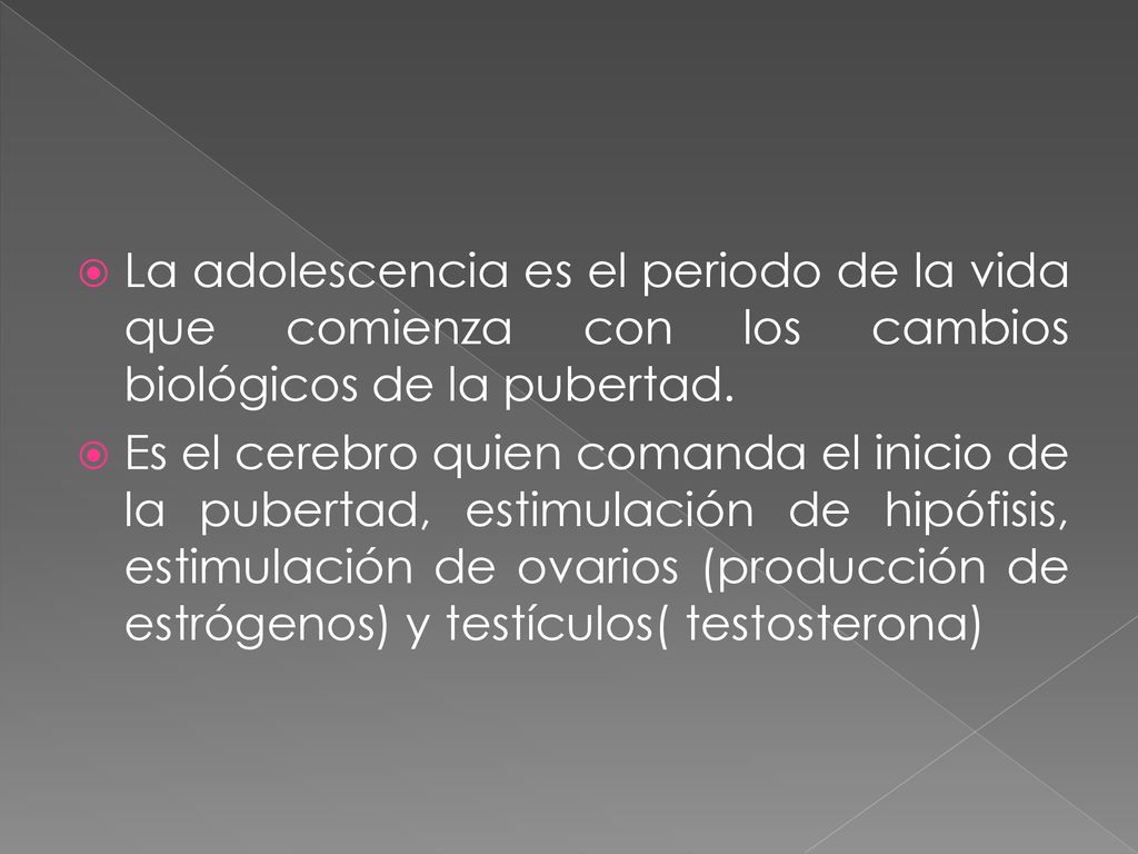 La adolescencia es el periodo de la vida que comienza con los cambios biológicos de la pubertad.