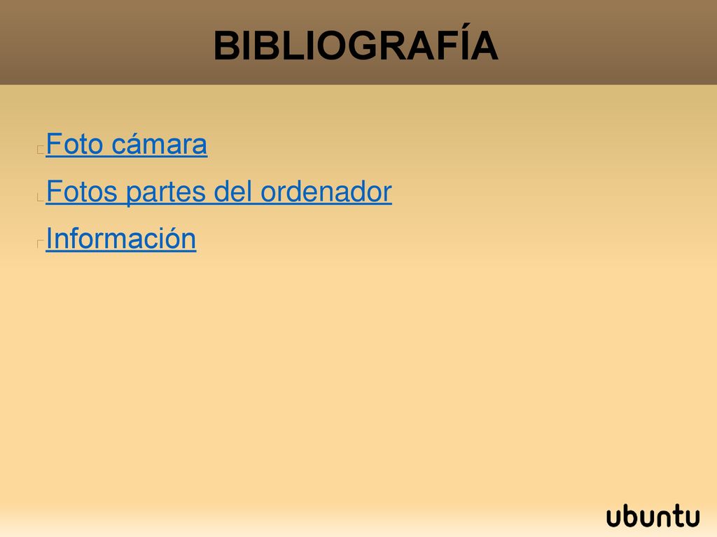 BIBLIOGRAFÍA Foto cámara Fotos partes del ordenador Información