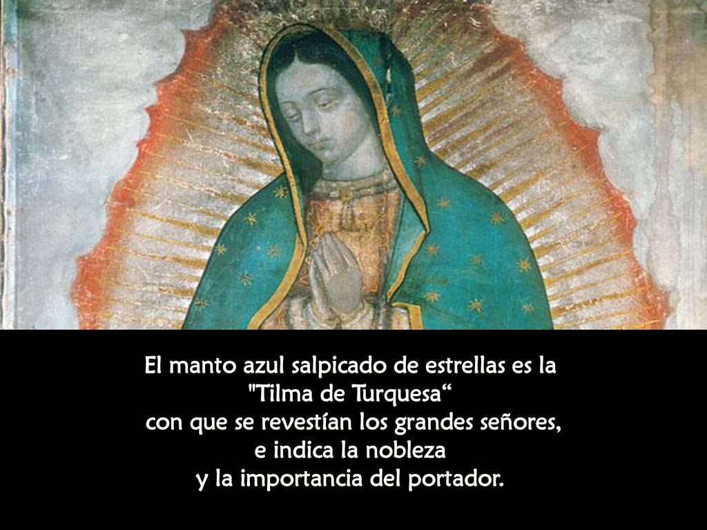 El manto azul salpicado de estrellas es la Tilma de Turquesa