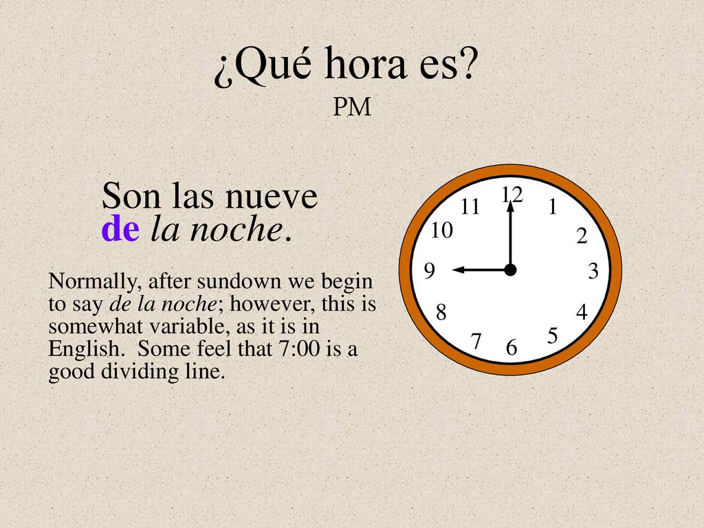 ¿Qué hora es PM Son las nueve de la noche