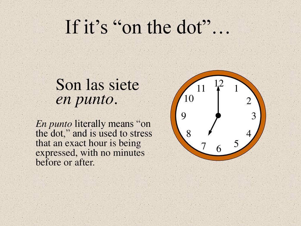 If it’s on the dot … Son las siete en punto