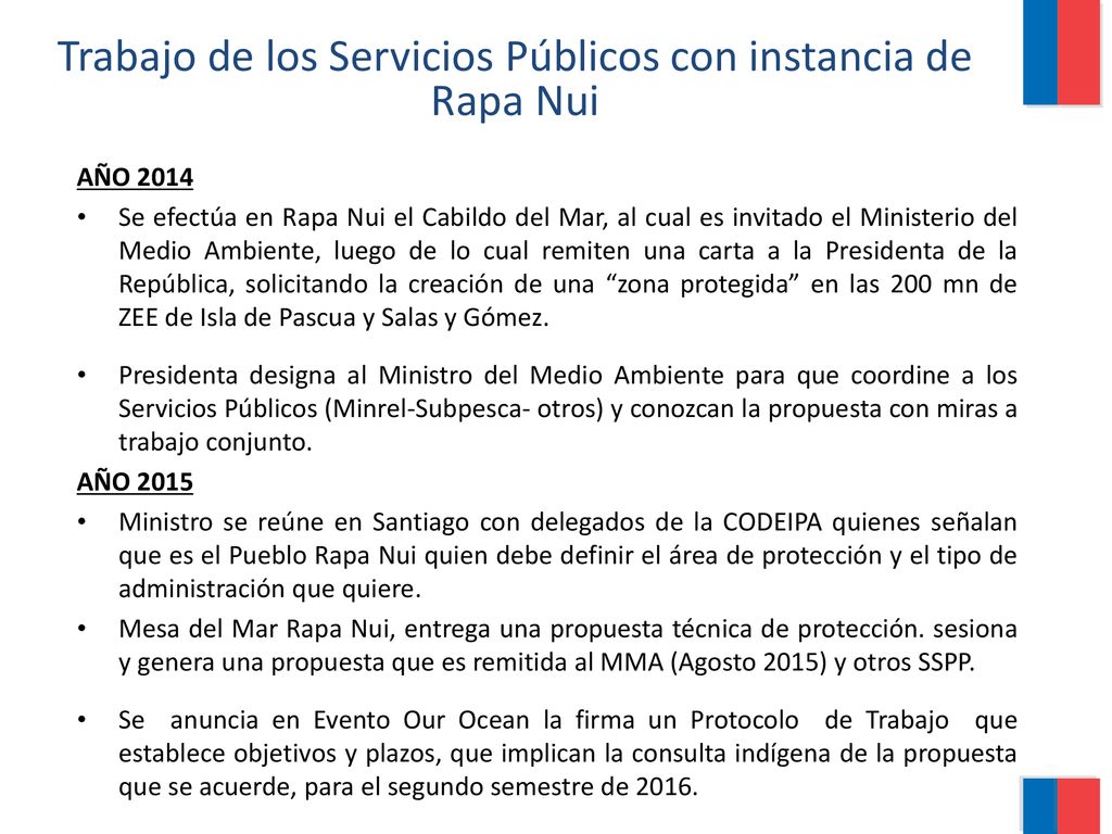 Trabajo de los Servicios Públicos con instancia de Rapa Nui