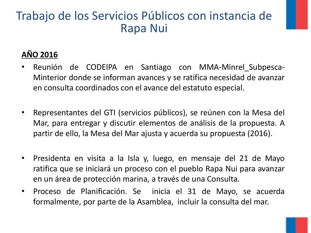 Trabajo de los Servicios Públicos con instancia de Rapa Nui