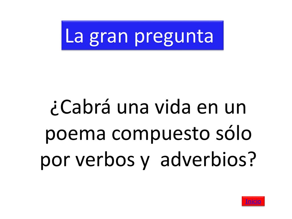 ¿Cabrá una vida en un poema compuesto sólo por verbos y adverbios