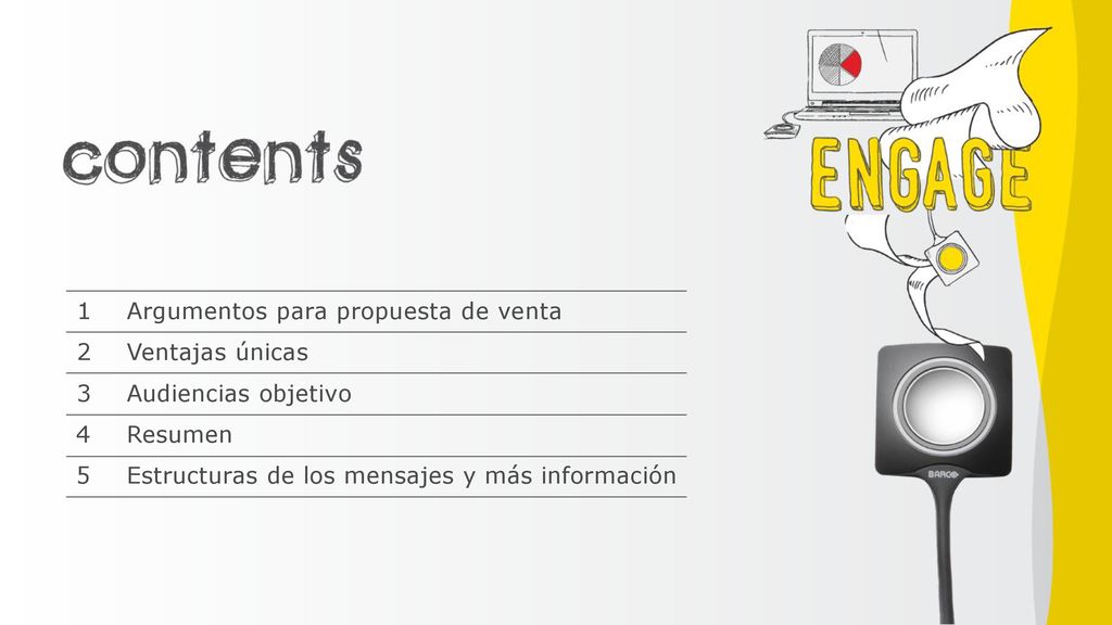 1 Argumentos para propuesta de venta. 2. Ventajas únicas. 3. Audiencias objetivo. 4. Resumen.
