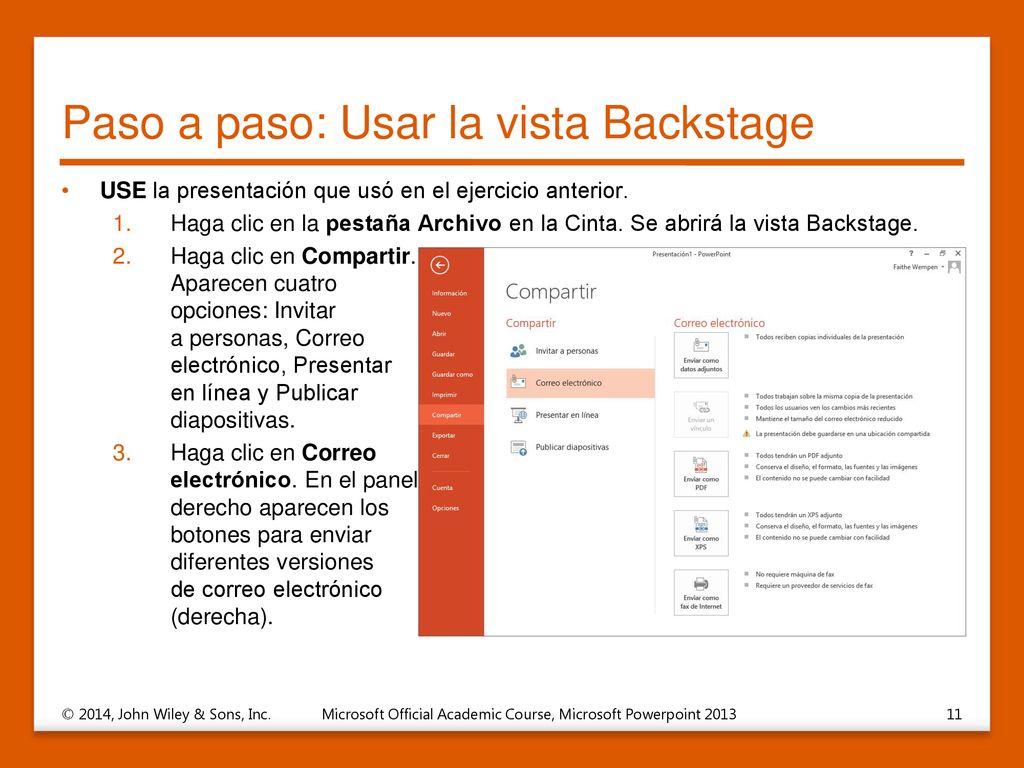 Paso a paso: Usar la vista Backstage