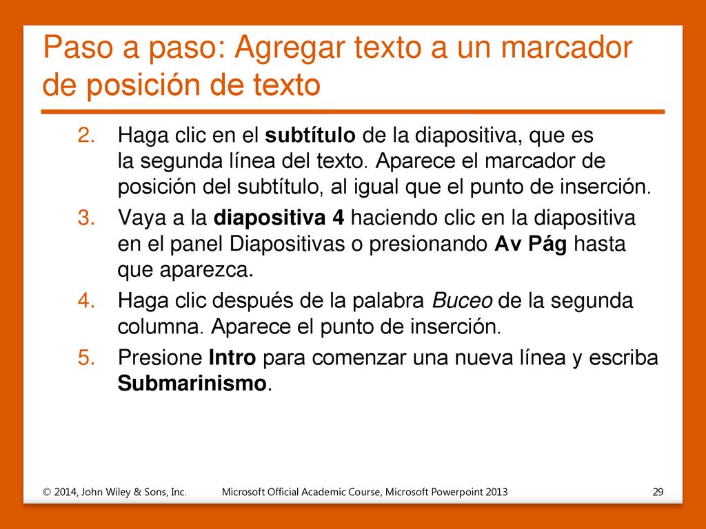 Paso a paso: Agregar texto a un marcador de posición de texto