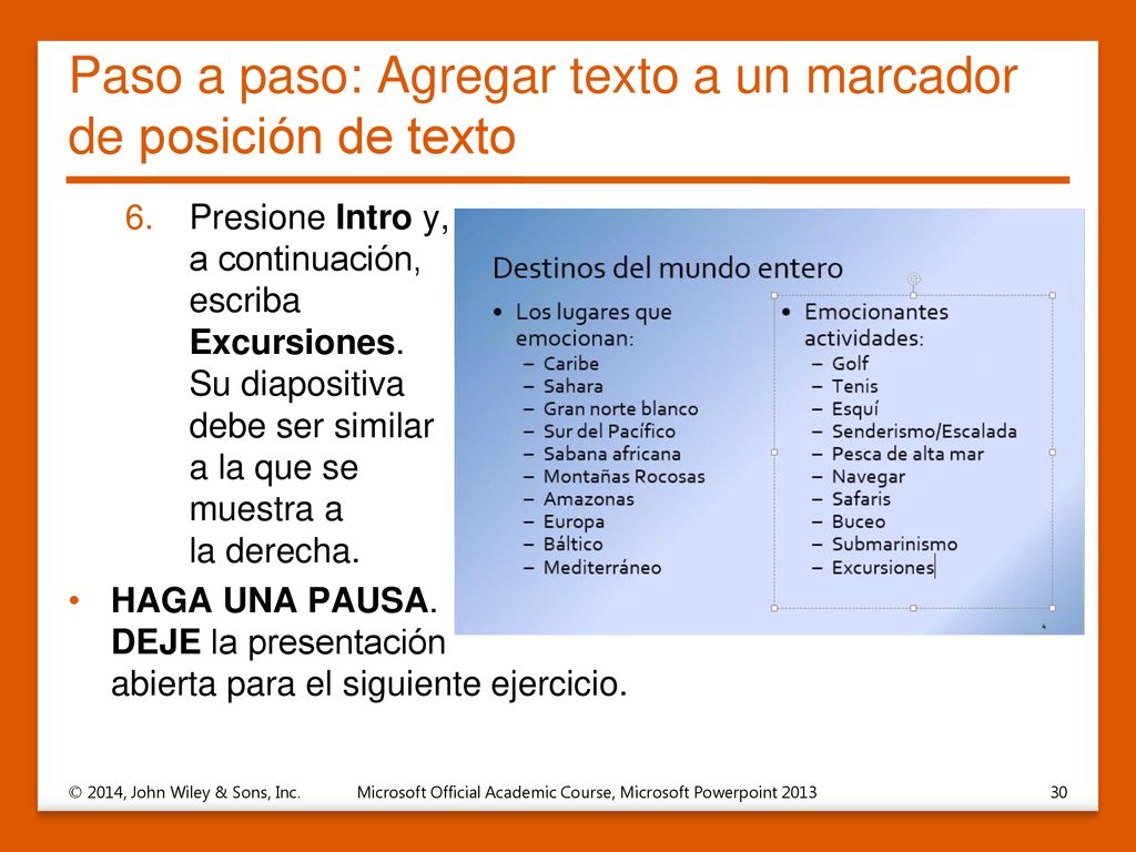 Paso a paso: Agregar texto a un marcador de posición de texto
