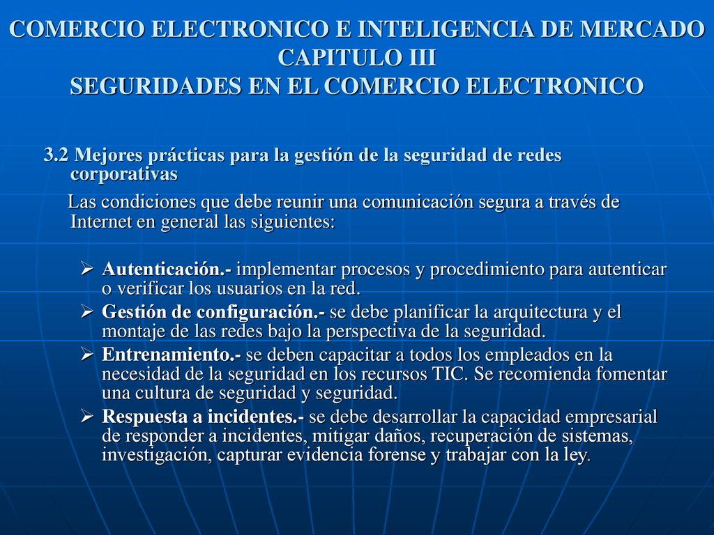 COMERCIO ELECTRONICO E INTELIGENCIA DE MERCADO CAPITULO III SEGURIDADES EN EL COMERCIO ELECTRONICO
