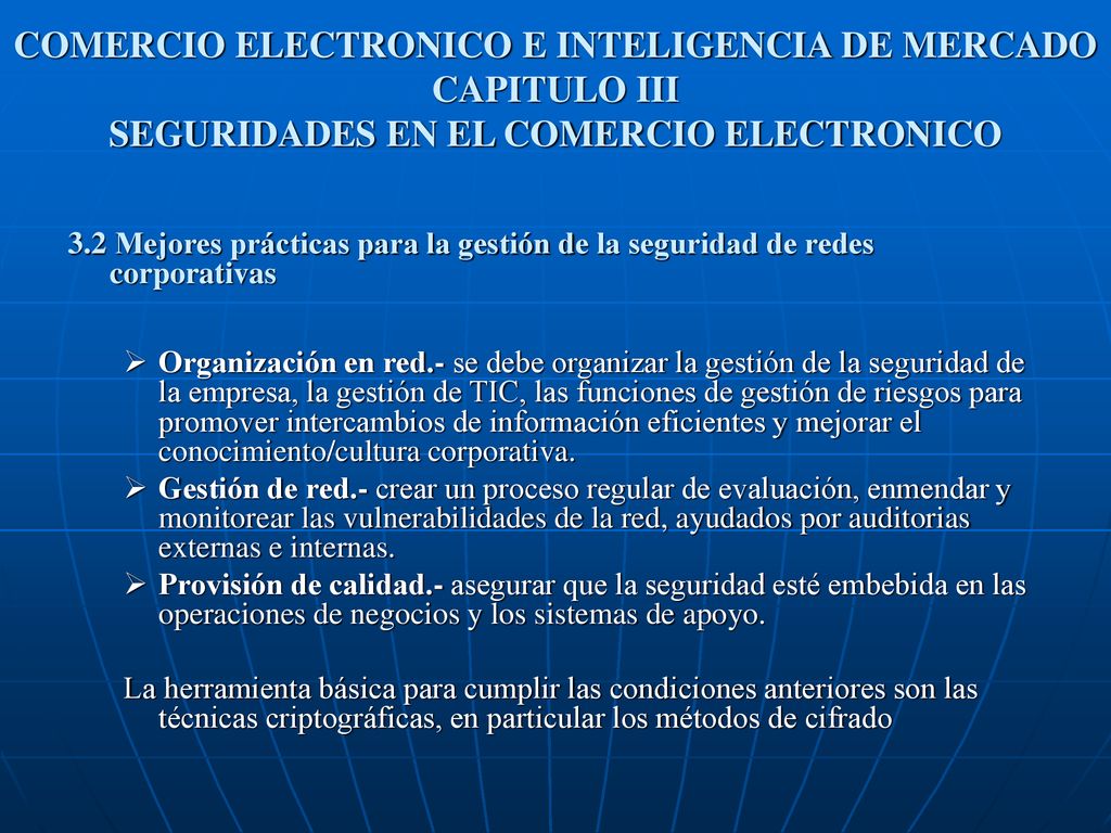 COMERCIO ELECTRONICO E INTELIGENCIA DE MERCADO CAPITULO III SEGURIDADES EN EL COMERCIO ELECTRONICO