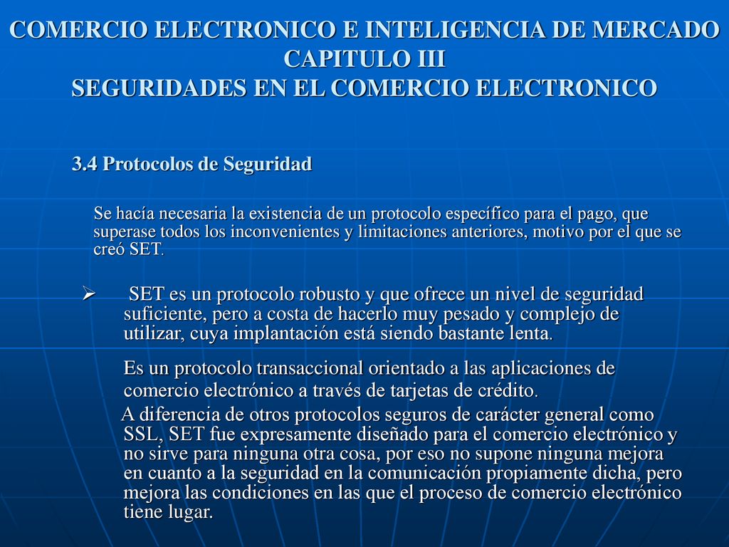 COMERCIO ELECTRONICO E INTELIGENCIA DE MERCADO CAPITULO III SEGURIDADES EN EL COMERCIO ELECTRONICO
