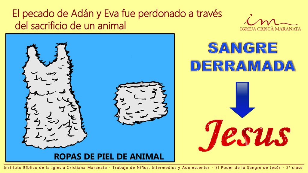 SANGRE DERRAMADA El pecado de Adán y Eva fue perdonado a través