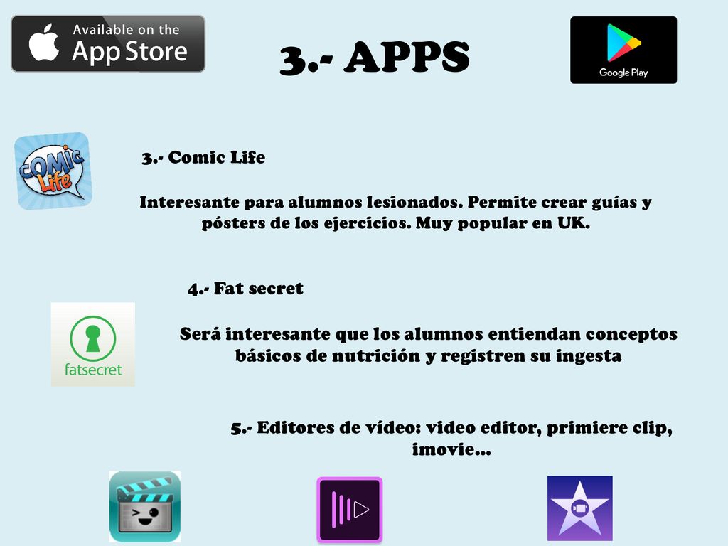 5.- Editores de vídeo: video editor, primiere clip, imovie…