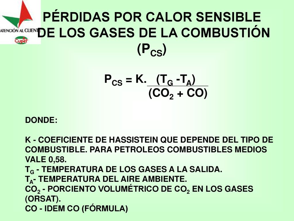 PÉRDIDAS POR CALOR SENSIBLE DE LOS GASES DE LA COMBUSTIÓN (PCS)