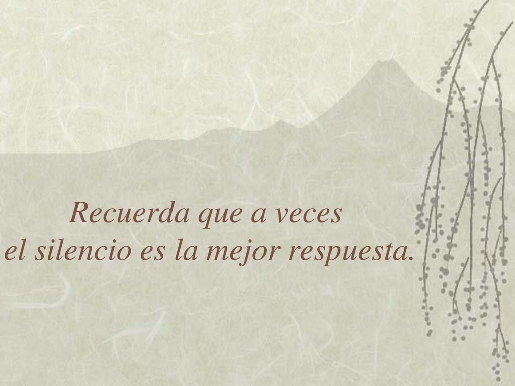 Recuerda que a veces el silencio es la mejor respuesta.
