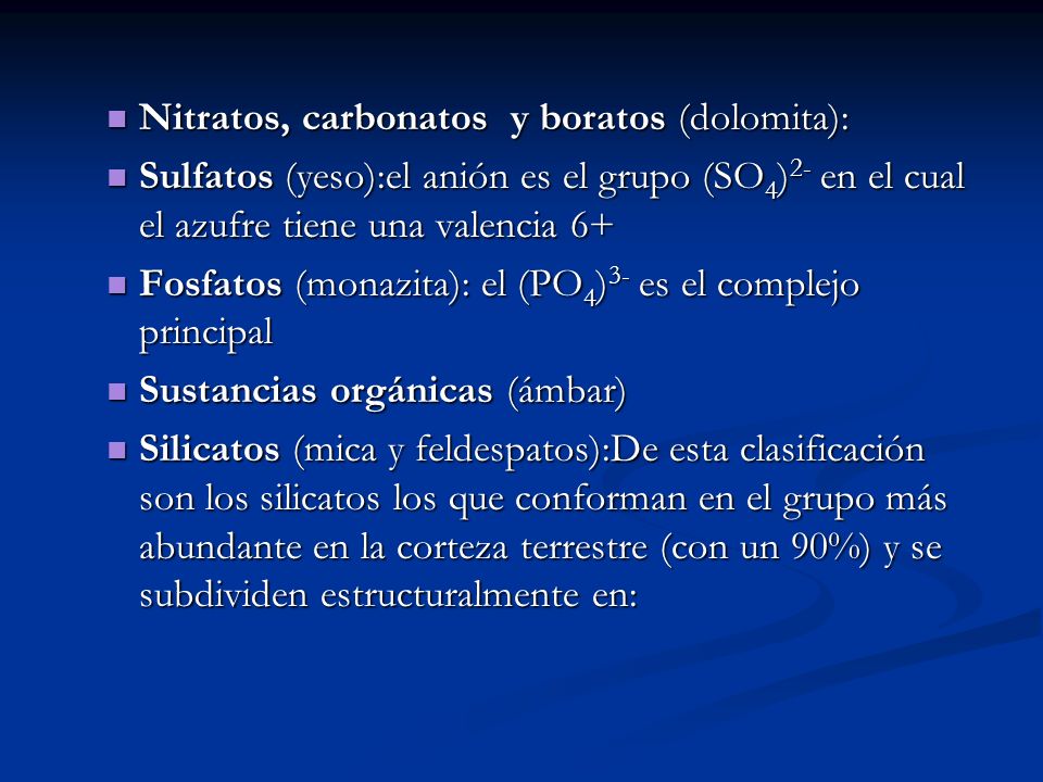 Nitratos, carbonatos y boratos (dolomita):