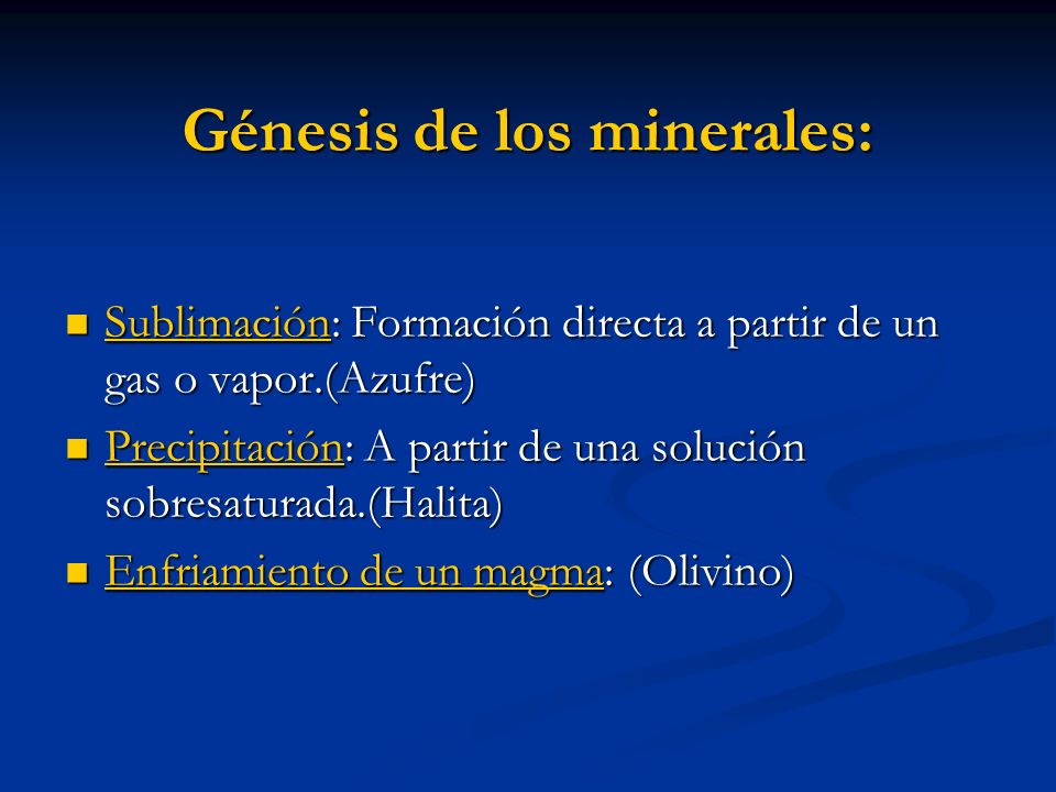 Génesis de los minerales: