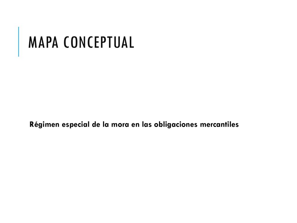 Mapa conceptual Régimen especial de la mora en las obligaciones mercantiles