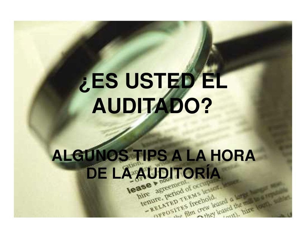 ¿ES USTED EL AUDITADO ALGUNOS TIPS A LA HORA DE LA AUDITORÍA