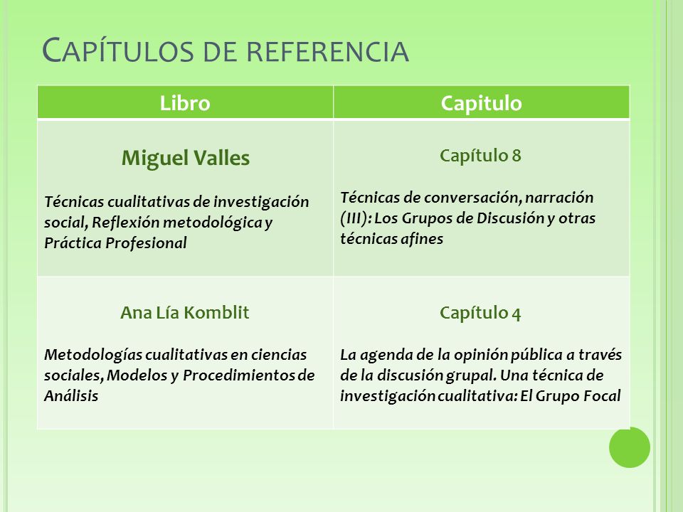 Capítulos de referencia