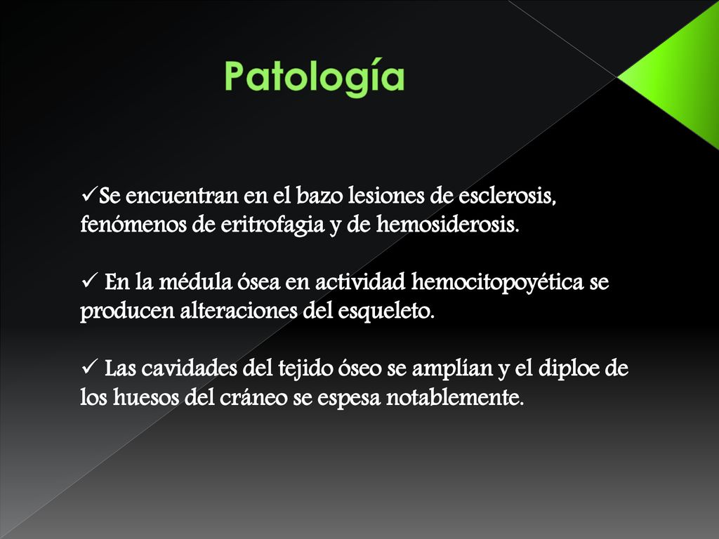 Patología Se encuentran en el bazo lesiones de esclerosis, fenómenos de eritrofagia y de hemosiderosis.