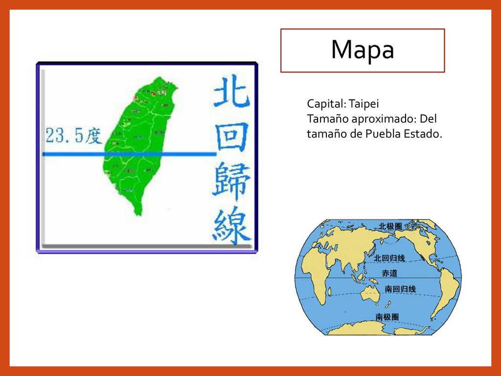Mapa Capital: Taipei Tamaño aproximado: Del tamaño de Puebla Estado.