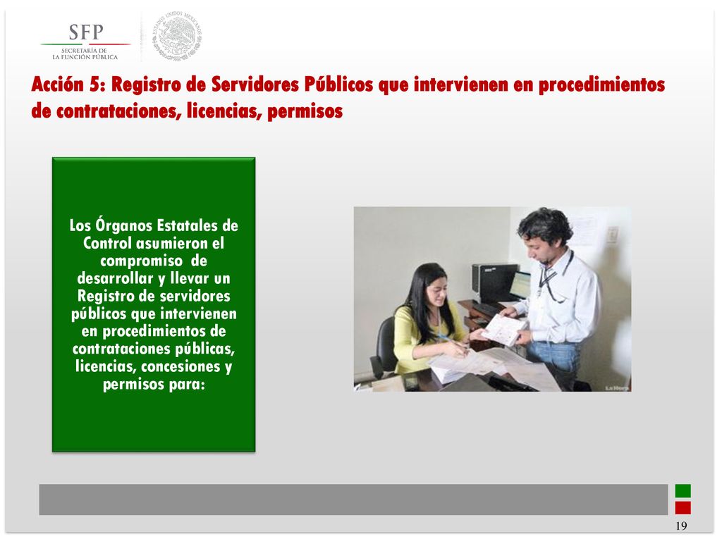 Acción 5: Registro de Servidores Públicos que intervienen en procedimientos de contrataciones, licencias, permisos