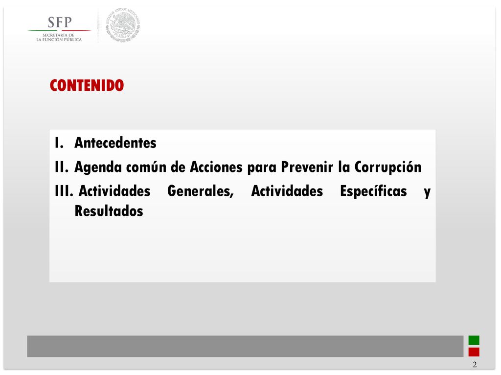 Agenda común de Acciones para Prevenir la Corrupción