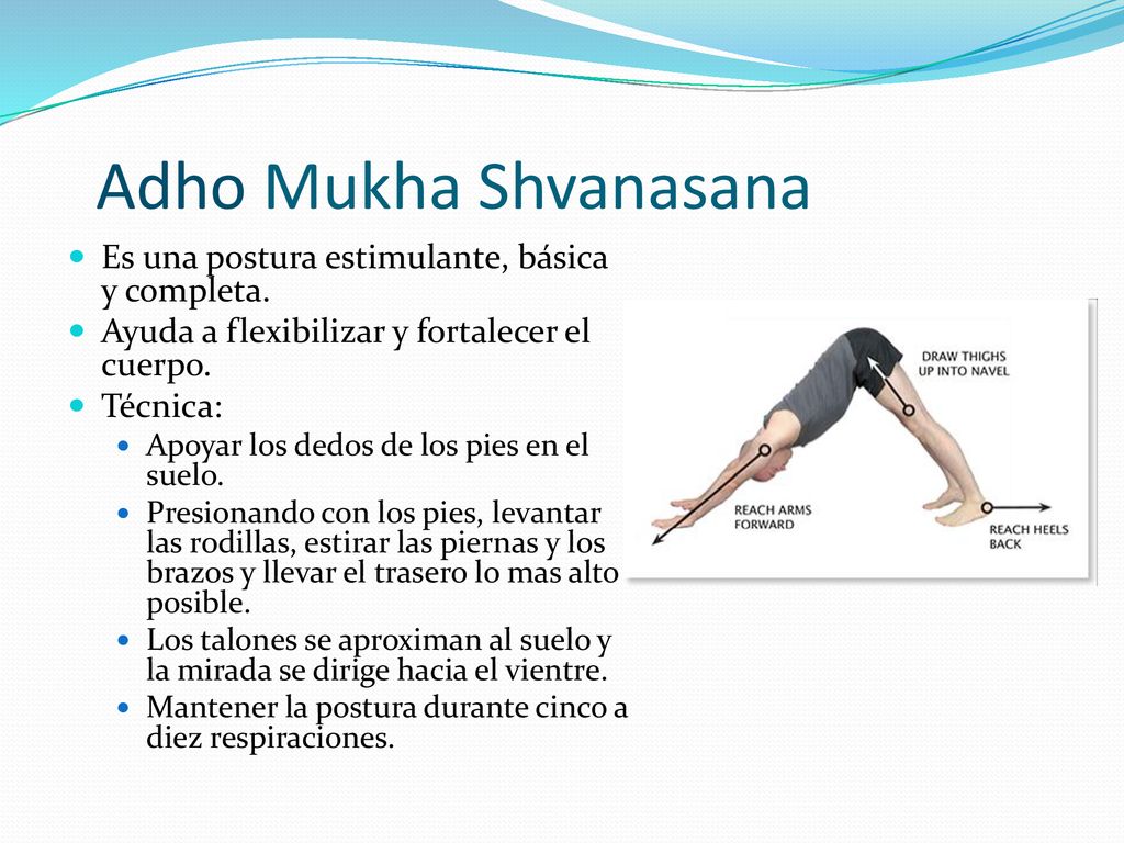 Adho Mukha Shvanasana Es una postura estimulante, básica y completa.
