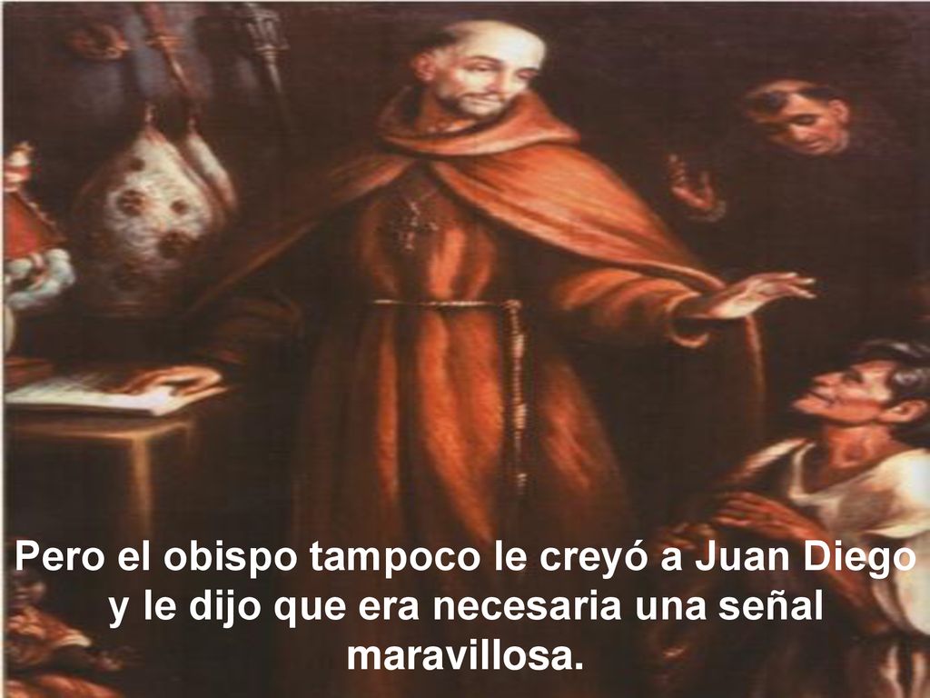 Pero el obispo tampoco le creyó a Juan Diego y le dijo que era necesaria una señal maravillosa.