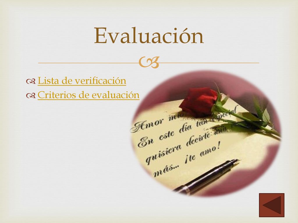 Evaluación Lista de verificación Criterios de evaluación