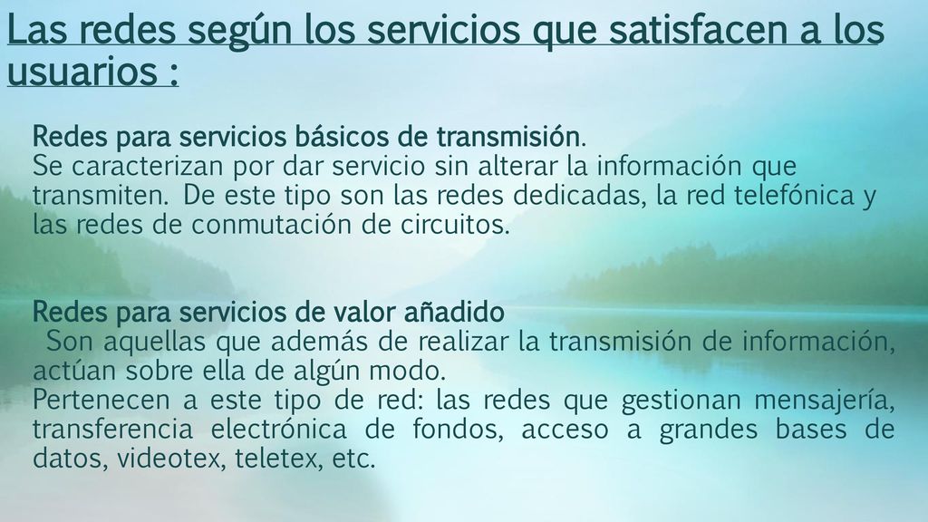 Las redes según los servicios que satisfacen a los usuarios :