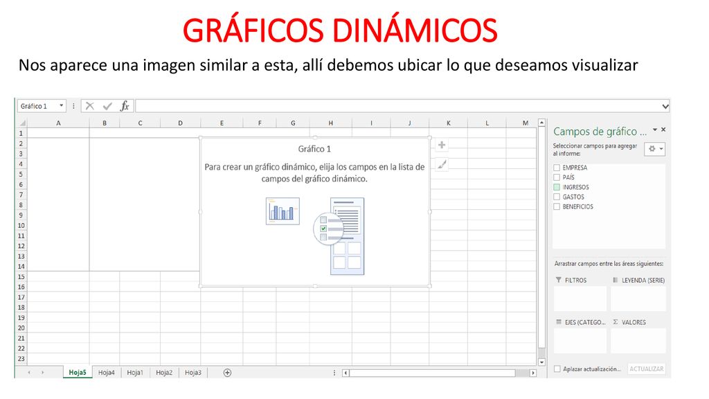 GRÁFICOS DINÁMICOS Nos aparece una imagen similar a esta, allí debemos ubicar lo que deseamos visualizar.