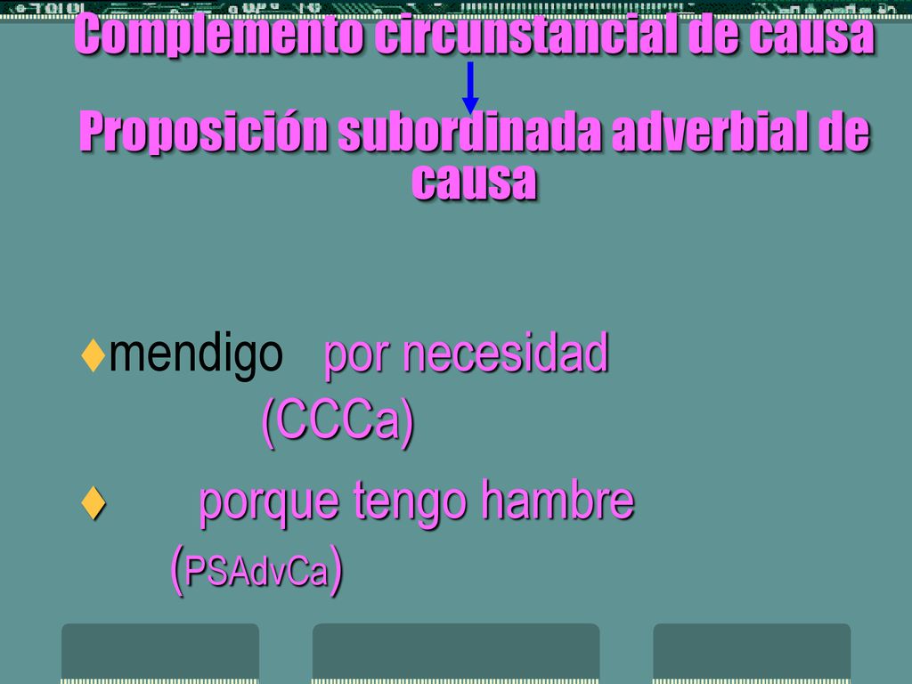 mendigo por necesidad (CCCa) porque tengo hambre (PSAdvCa)