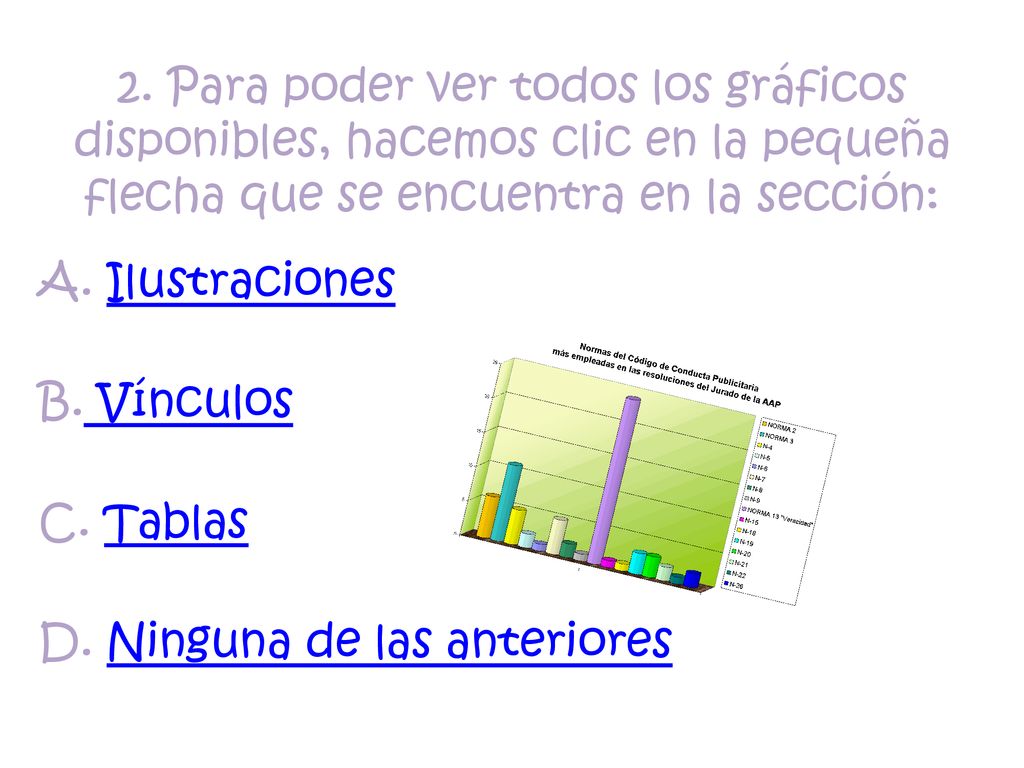 2. Para poder ver todos los gráficos disponibles, hacemos clic en la pequeña flecha que se encuentra en la sección: