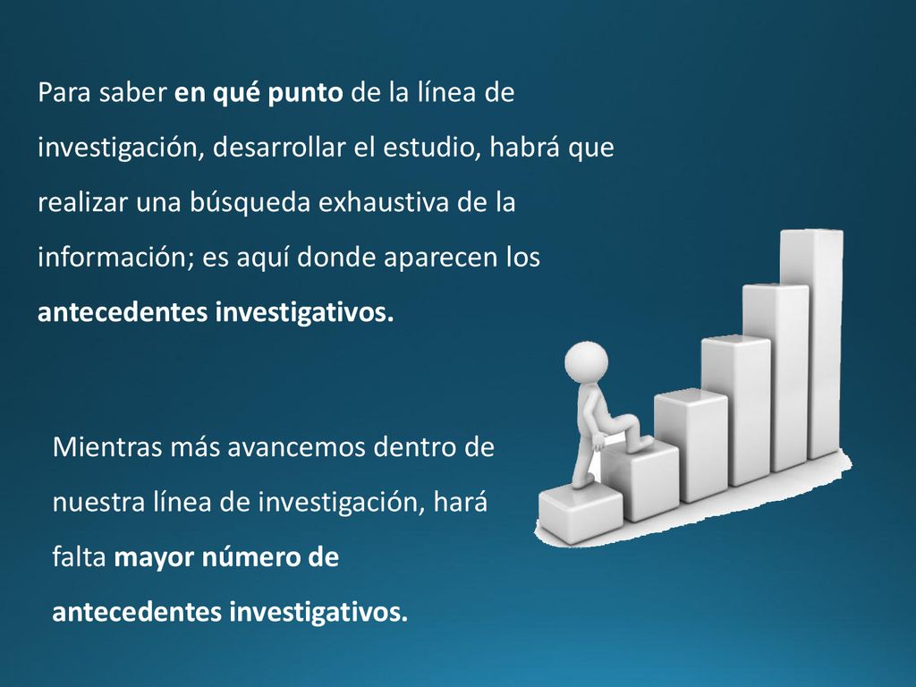 Para saber en qué punto de la línea de investigación, desarrollar el estudio, habrá que realizar una búsqueda exhaustiva de la información; es aquí donde aparecen los antecedentes investigativos.