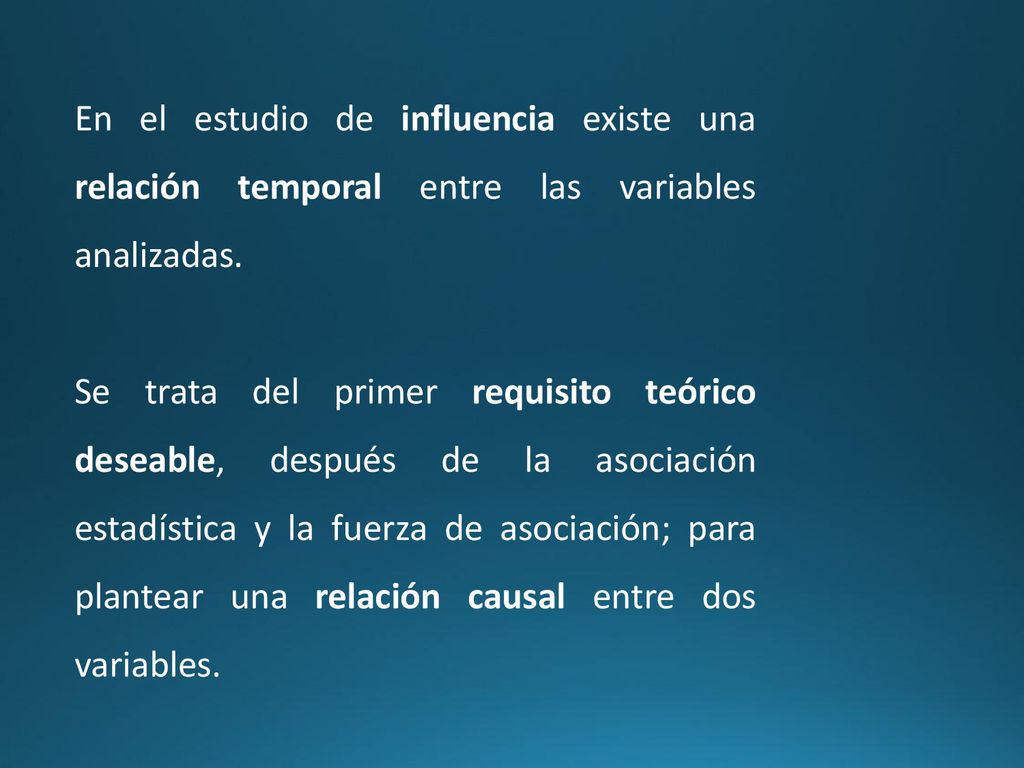 En el estudio de influencia existe una relación temporal entre las variables analizadas.