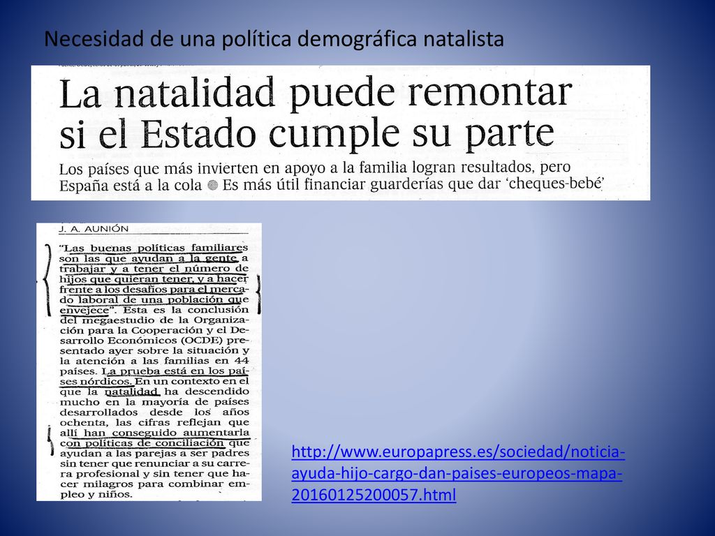 Necesidad de una política demográfica natalista