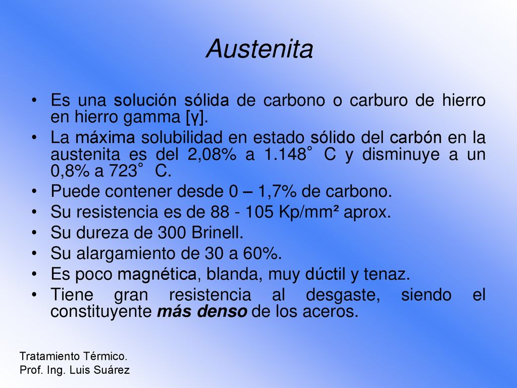 Austenita Es una solución sólida de carbono o carburo de hierro en hierro gamma [γ].