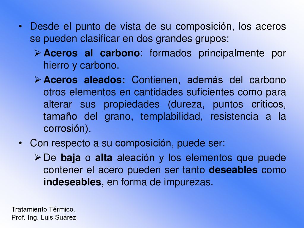 Aceros al carbono: formados principalmente por hierro y carbono.
