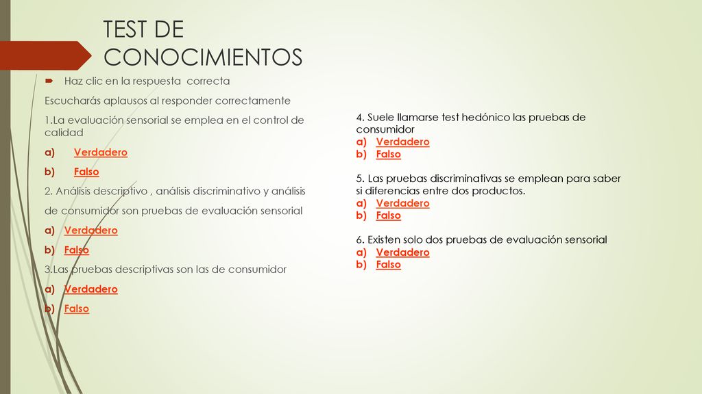 TEST DE CONOCIMIENTOS Haz clic en la respuesta correcta