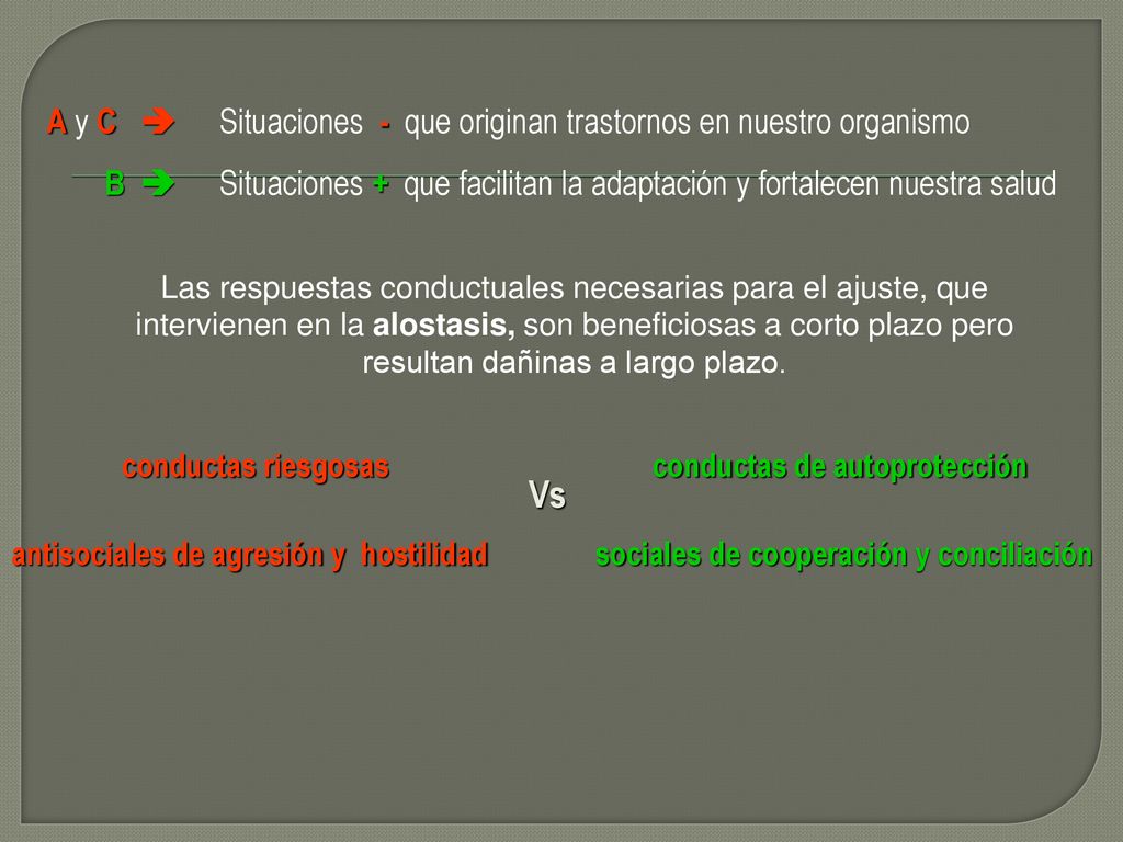 Vs A y C  Situaciones - que originan trastornos en nuestro organismo