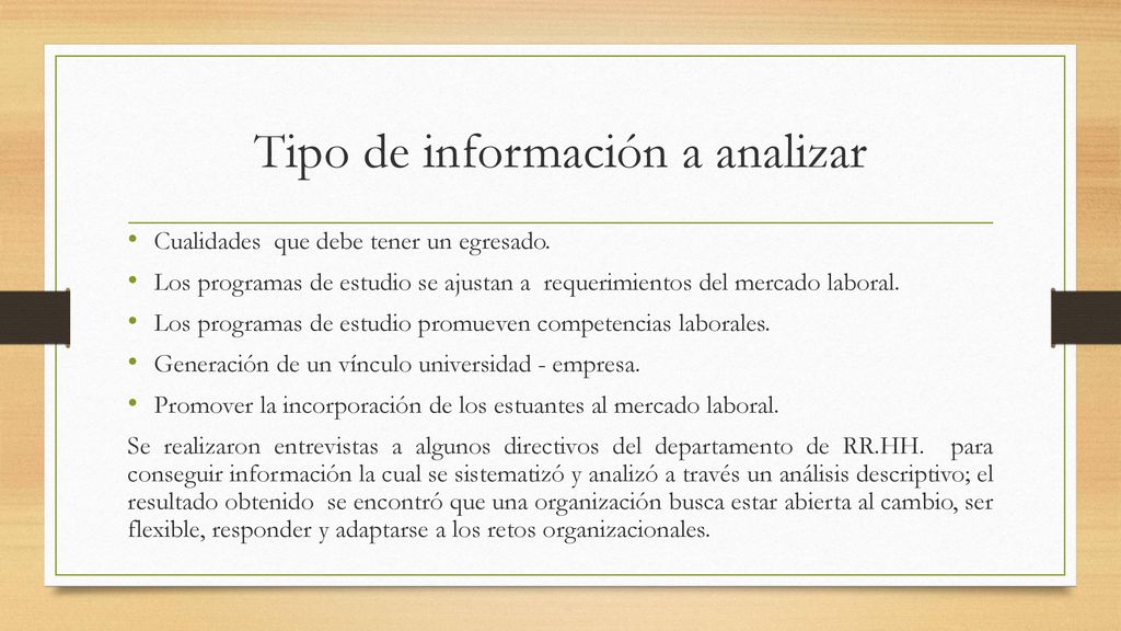 Tipo de información a analizar
